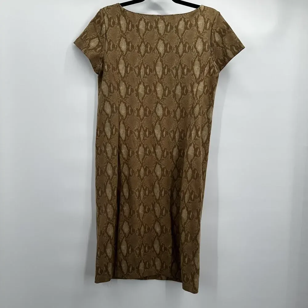 Lauren Ralph‎ Lauren Dress Womens Medium Snake Print Sheath Stretch Midi Chic